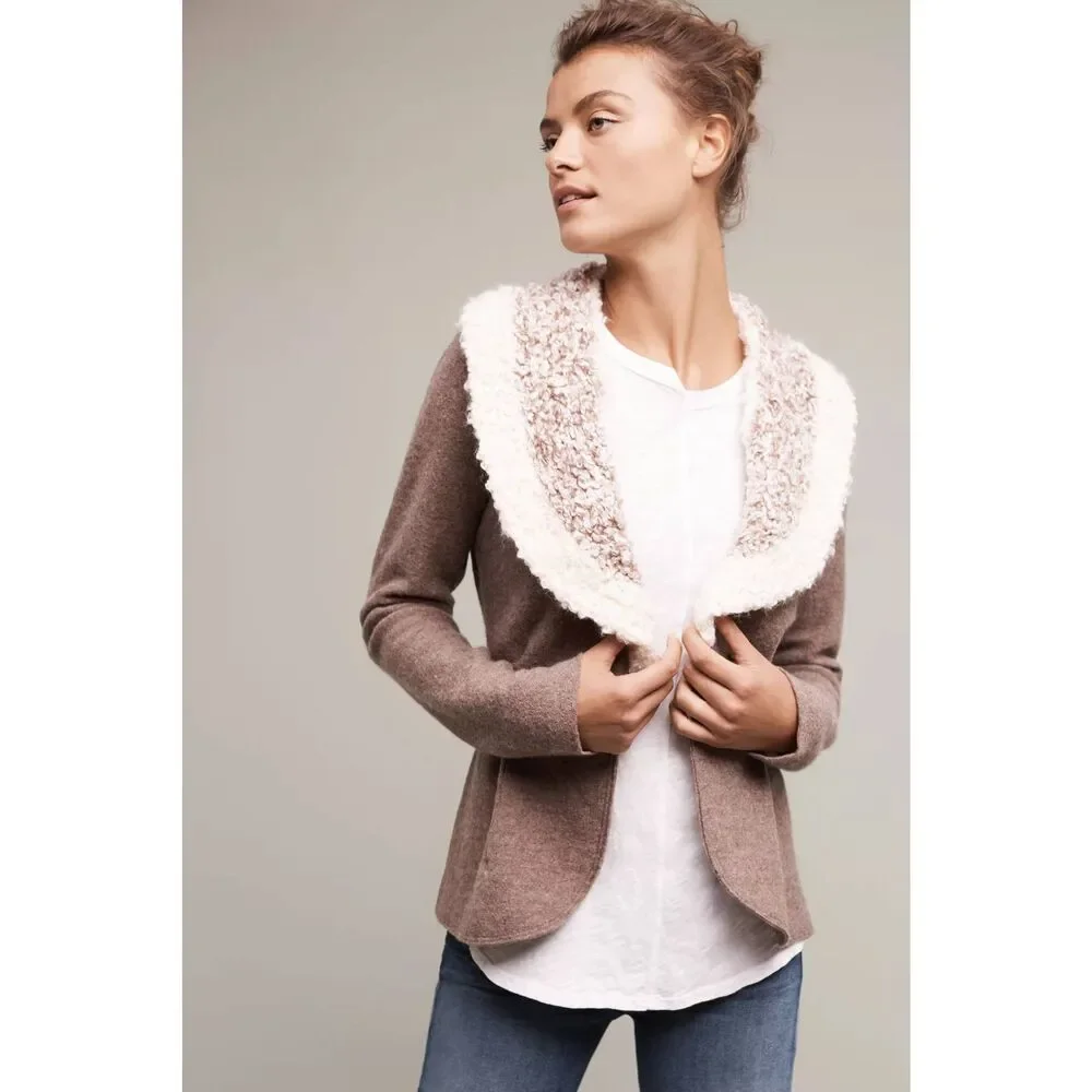 Rosie Neira Retro Y2K Wool Tie Waist Shawl Neck Cardigan Sz. XS